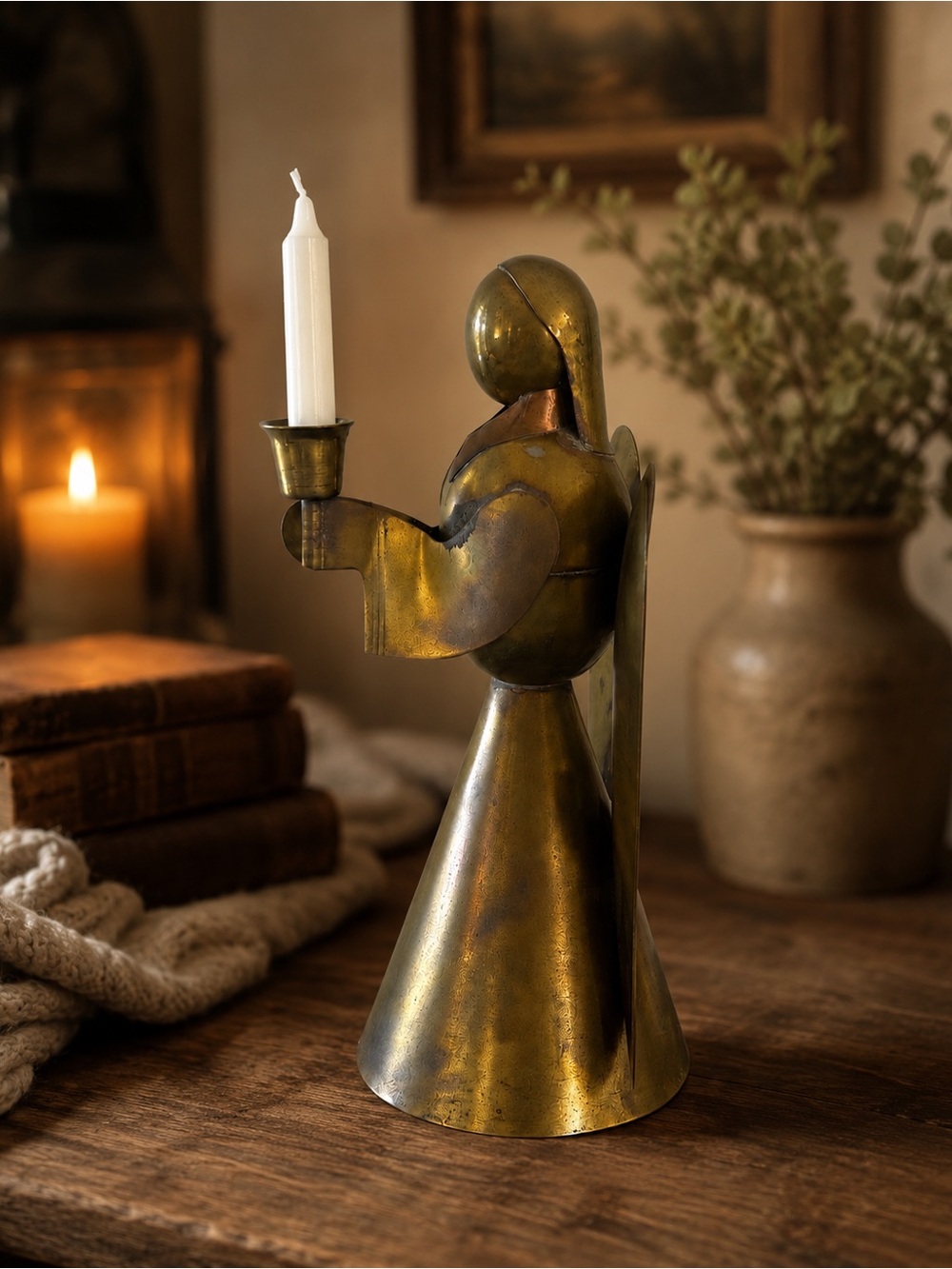 Brass Angel Candleholder Vintage Christmas Decor